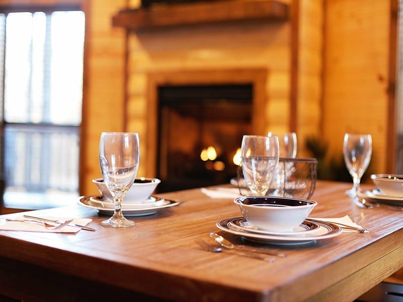 Cabin dining table settings for soup