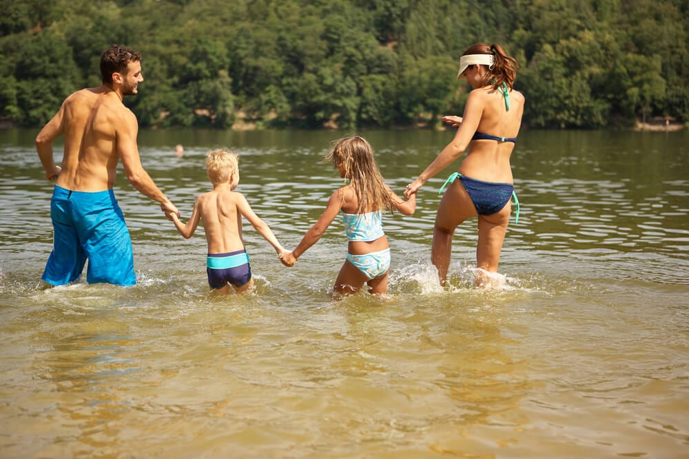 A Family Enjoying a Broken Bow Lake Swimming Hole