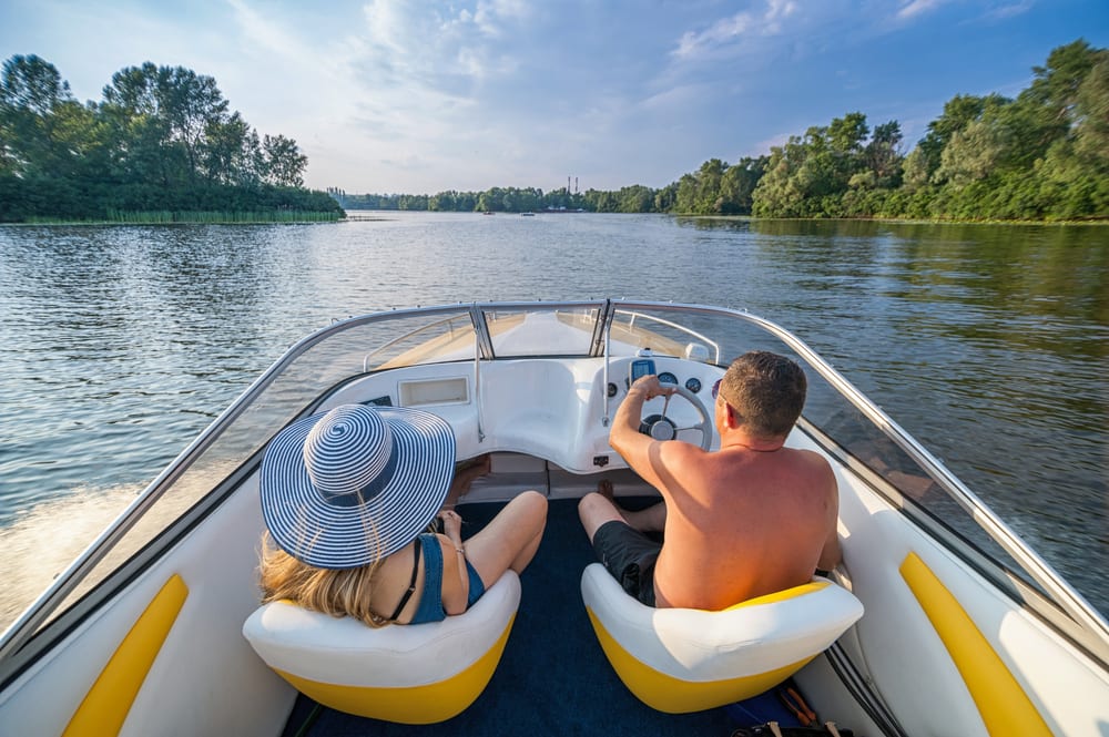 A Couple on a Broken Bow Lake Boat Rental