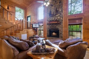 The interior of a rental cabin in Broken Bow
